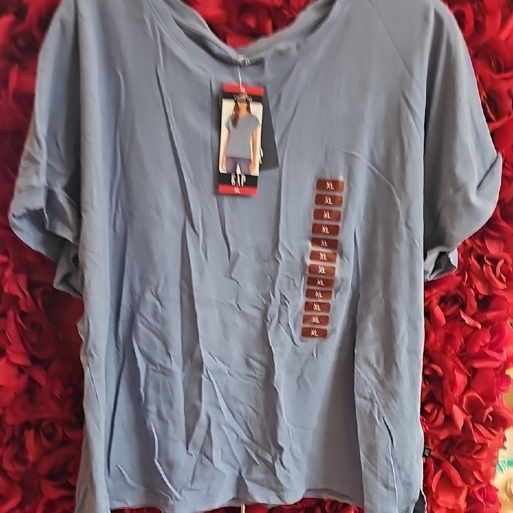 Gap NWT Women's Casual Blue Women's Tshirt w/ Cuffed Sleeves Size XL
